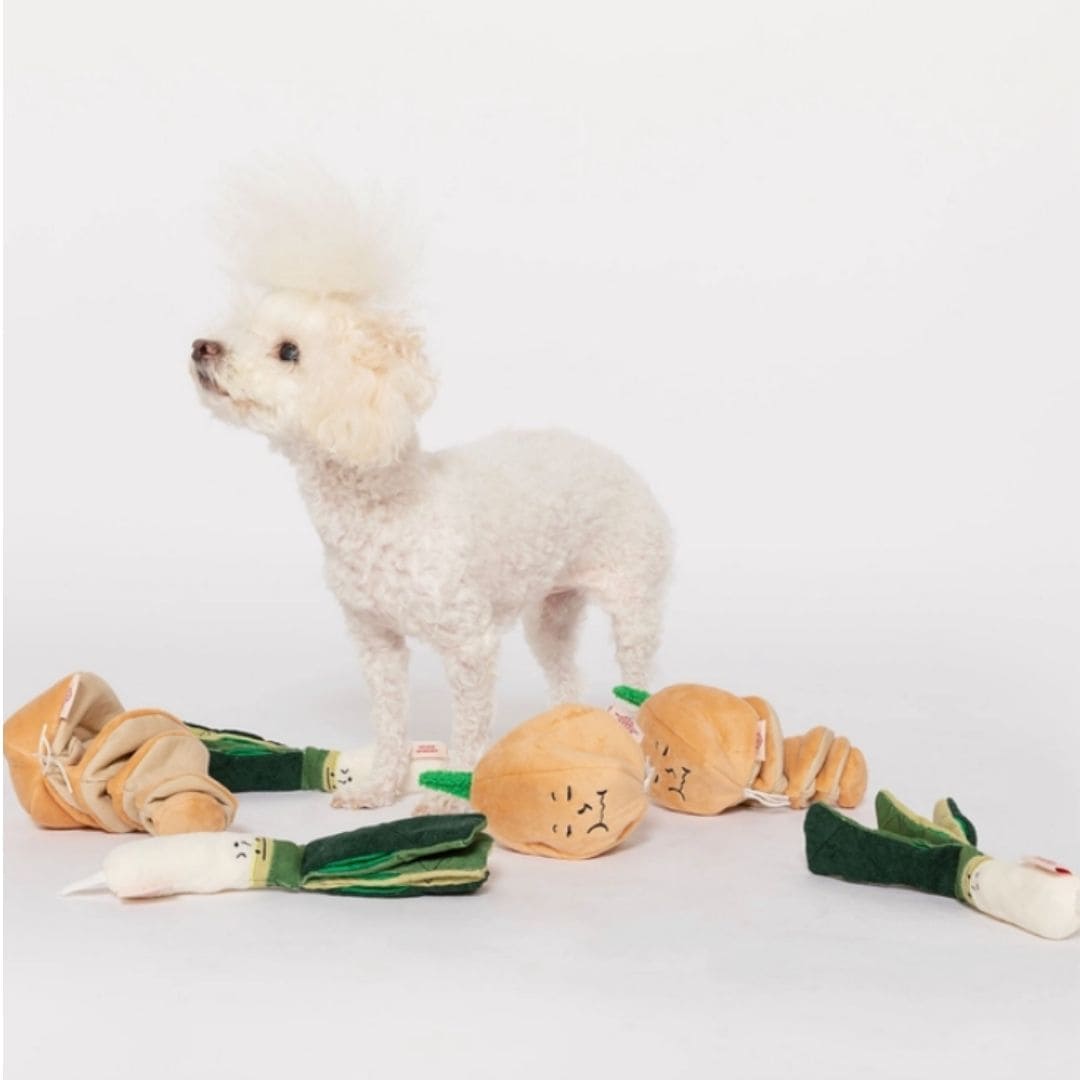 Green Onion Nosework Plush Dog Toy