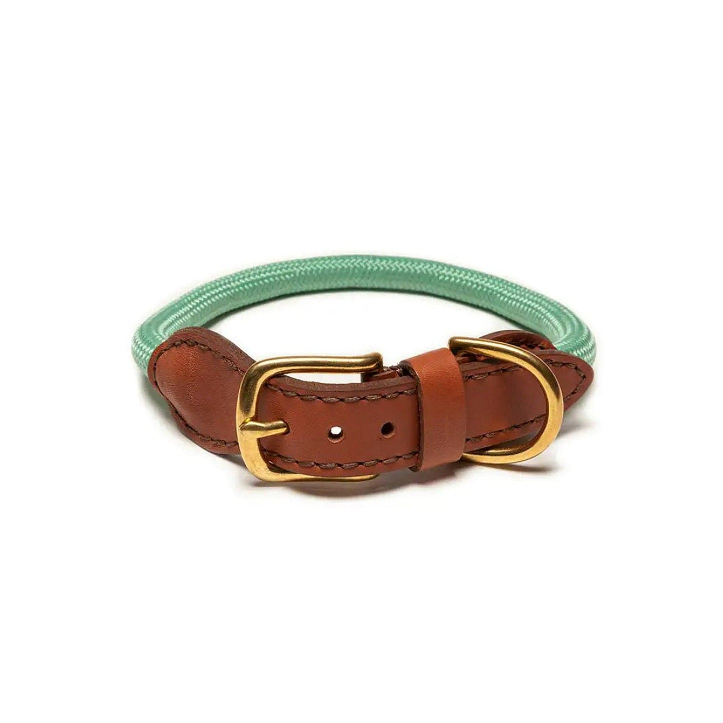 Rope Leather Dog Collar in Mint
