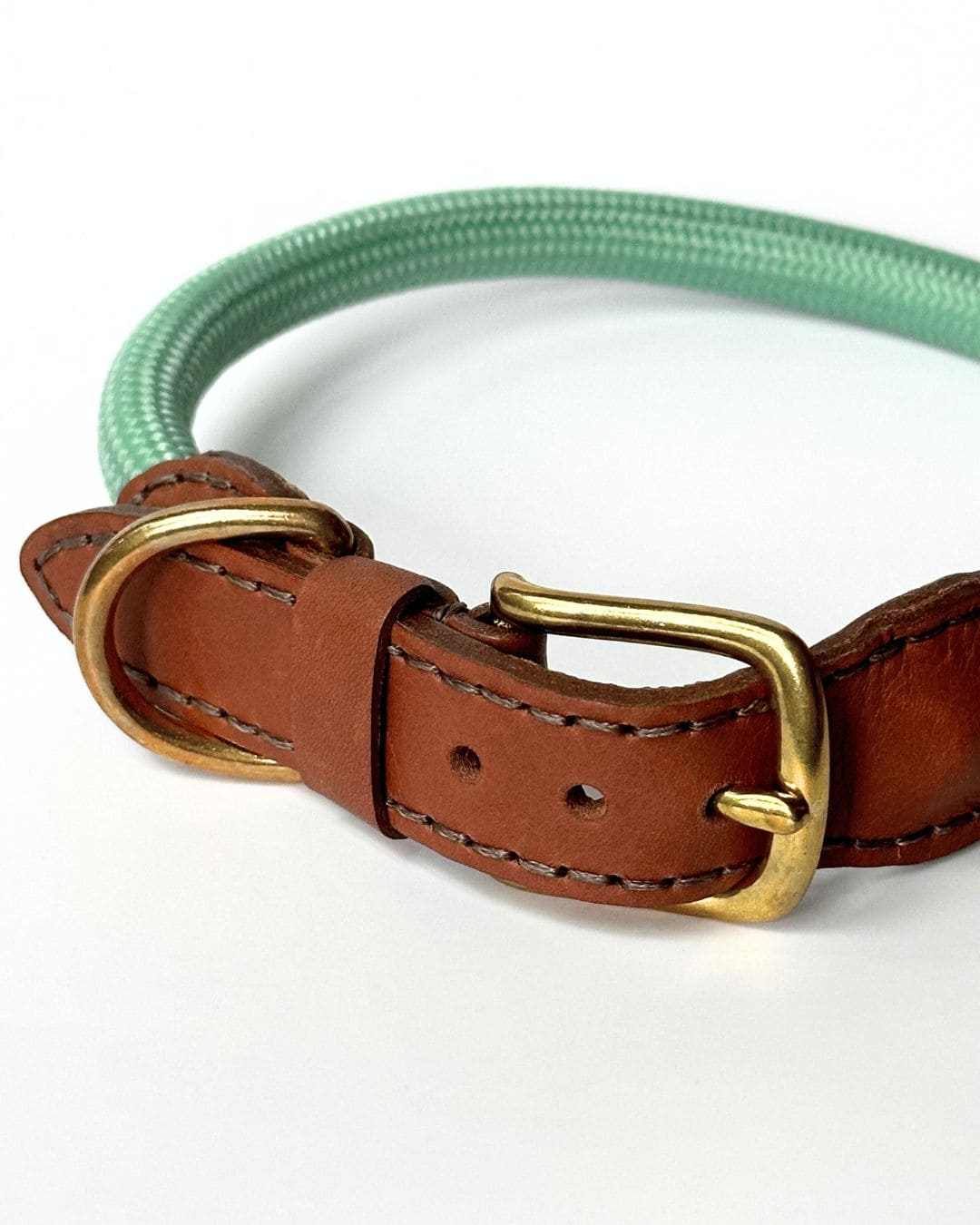 Rope Leather Dog Collar in Mint