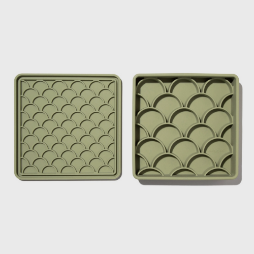 3-in-1 Fish Scale Slow Feeder Bowl | Olive