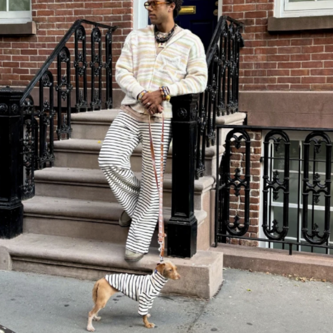 Café in Paris Black Striped Sweatshirt in White