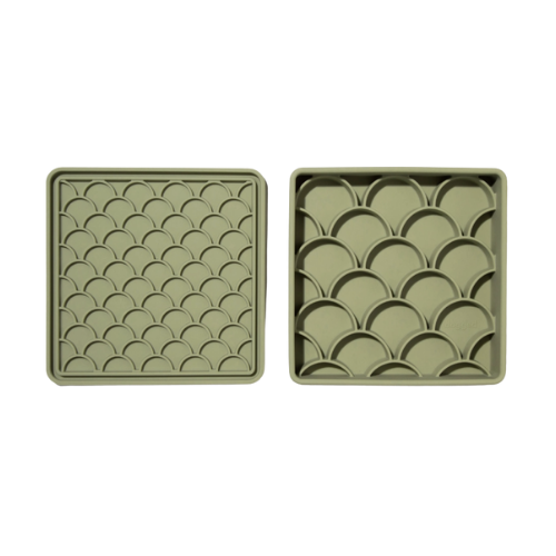 3-in-1 Fish Scale Slow Feeder Bowl | Olive