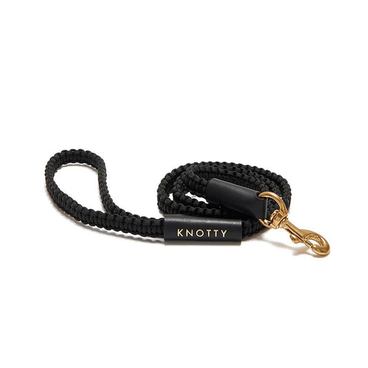 Braided Knotty Dog Leash in Black