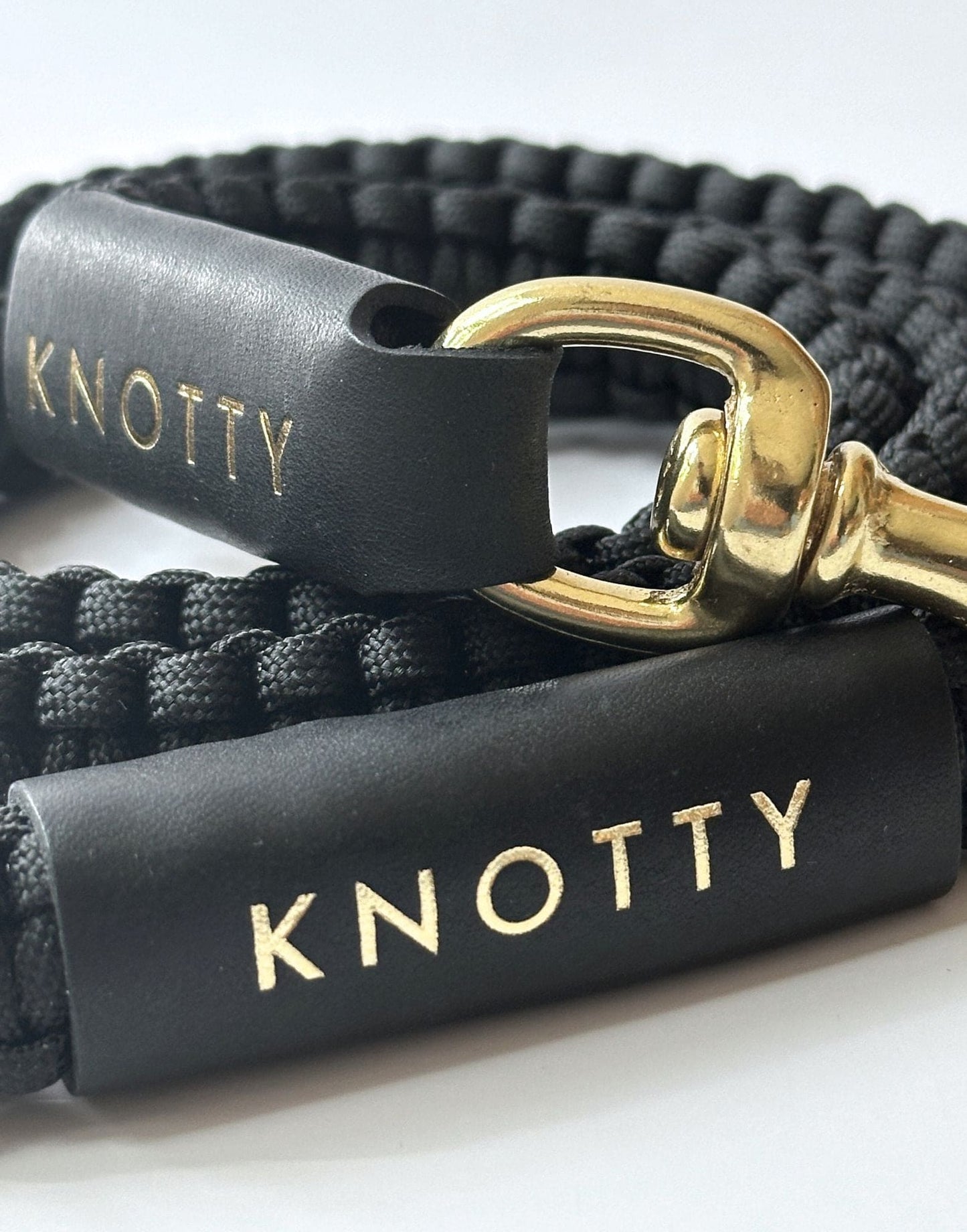 Braided Knotty Dog Leash in Black