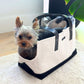 Carpenter Dog Carrier Bag in Black Leather Straps